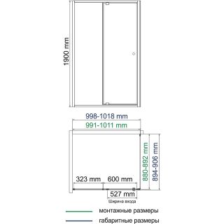 Душевой уголок WasserKRAFT  Aula 100х90 11P22 профиль Хром стекло прозрачное