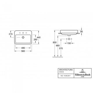 Раковина встраиваемая Villeroy Boch Architectura 43 x 55 см Альпийский белый