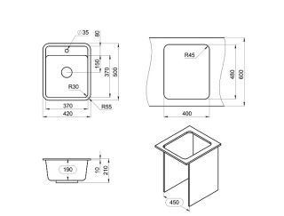 Мойка кухонная Granula Standart 4202, БАЗАЛЬТ