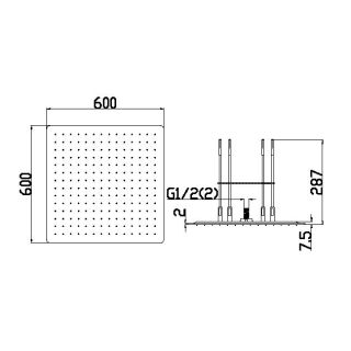 Потолочный душ Boheme 428-G-х позиционный 60 см золото