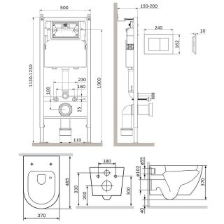 Комплект унитаза с инсталляцией AM.PM Like IS90251.801900 с сиденьем Микролифт и клавишей смыва Хром глянцевый