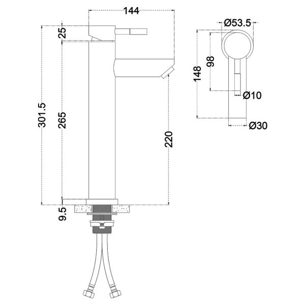 Смеситель для раковины Melana Tondo MELANA-610102PVD-G золото