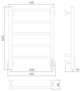 Электрический полотенцесушитель Larusso Джаз П5 40x60см хром 4670078536341