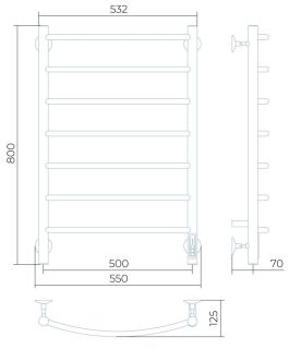 Электрический полотенцесушитель Larusso Классик 4670078536525 П7 50x80см чёрный матовый 4670078536525