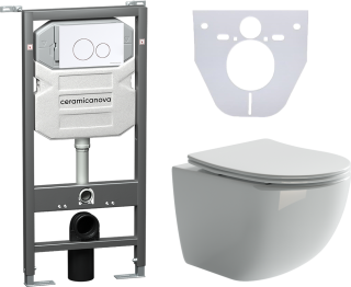 Комплект с инсталляцией Ceramica Nova CN3009_1001W_1000 унитаз Forma CN3009 крышка-сиденье с микролифтом и инсталляция Envision CN1001W с белой матовой кнопкой смыва Round