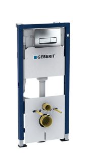 Комплект Geberit Duofix 458.128.21.1 для подвесного унитаза, 112 см, со смывным бачком скрытого монтажа Delta 12 см, смывная клавиша Delta51 (хром)