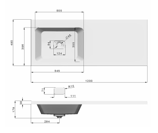 Раковина Misty Kamilla 4627173210027 белая левая 120 см