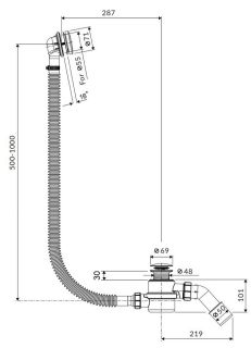 Слив-перелив для ванны Excellent Moli ARIN.3210GL 60/80/100 см золото