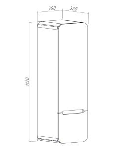 Шкаф-колонна Runo Ницца 35 темное дерево белый правый  (00-00002130)