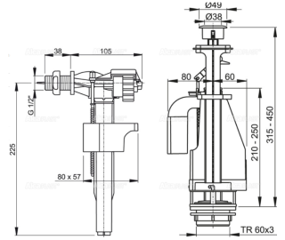 Выпускной комплект с двойной кнопкой AlcaPlast впускной механизм А16 1/2 SA08AK 1/2" CHROM