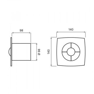 Вентилятор BETTOSERB 110154 с обратным клапаном, датчиком влажности (белый пластик)