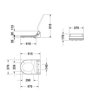 Сиденье с крышкой для унитаза Duravit SensoWash Classic 613000012004300 белое