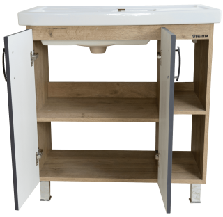 Тумба под раковину Bellezza Рона 80см серая/светлое дерево 00000011749