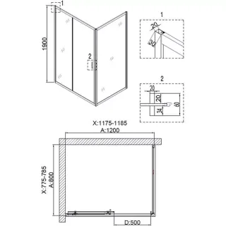Душевой уголок Niagara Nova NG-6812-08 BLACK 120х80