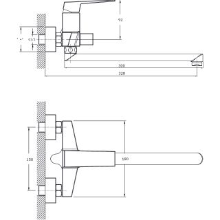 Смеситель для ванны с длинным поворотным изливом RUSH Thira (TR3635-51)