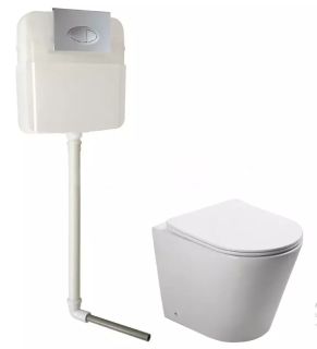 Комплект SantiLine SL-5020 + SL-02 приставной унитаз белый с бачком скрытого монтажа и клавишей смыва хром овал