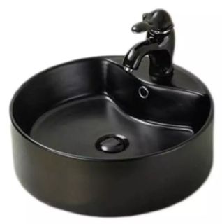 Раковина накладная SantiLine SL-1069MB 46см чёрный матовый