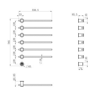 Полотенцесушитель электрический встраиваемый Wonzon & Woghand Baden WW-AL366-BR 55x78 см с внутренней частью брашированный никель