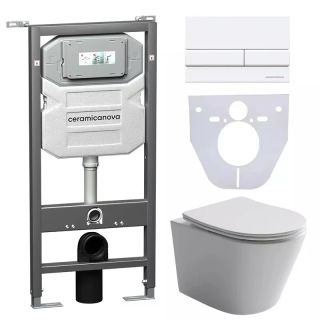 Комплект с инсталляцией Ceramica Nova CN6000_1002W_1000 унитаз Balearica CN6000 крышка-сиденье с микролифтом и инсталляция Envision CN1002W с белой матовой кнопкой смыва Flat