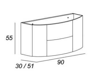 База под раковину Cezares с двумя выдвижными ящиками и с двумя распашными дверками 55070 Rovere scuro Soft, 91x51x55