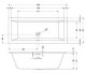 Акриловая ванна Riho Rethink Cubic Fall B104013005 заполнение через перелив 160х70см  белый