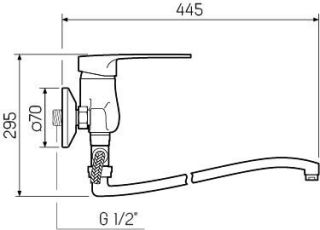 Смеситель для ванны с душем РМС SL52-006 хром
