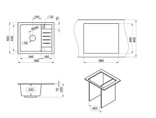 Мойка кухонная Granula Standart 5803, ЧЁРНЫЙ
