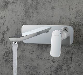 Встраиваемый смеситель для раковины Gappo G1048-22 белый/хром