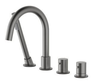 Смеситель на борт ванны Timo Saona 2330/18Y  с термостатом чёрное золото