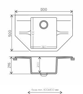 Мойка кухонная Polygran RIFF-800 серый 679061