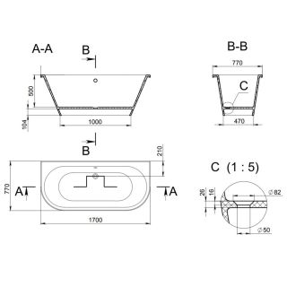 Ванна Holbi Galatea 170x77см бетон 2.01.003.44.4