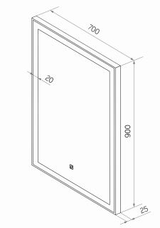 Зеркало с подсветкой Continent Frame Black ЗЛП1609 с сенсорным выключателем 70см чёрный
