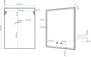 Зеркало с подсветкой и функцией антизапотевания Art&Max Arezzo 60x80см чёрный AM-Are-600-800-DS-FC-H-Nero