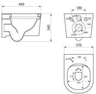 Подвесной унитаз Point Веста PN41701 безободковый белый
