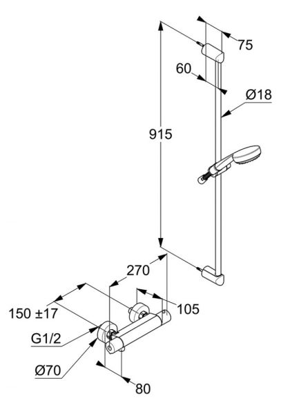 Душевой комплект Kludi Logo Basic 6857805-00 с термостатом хром