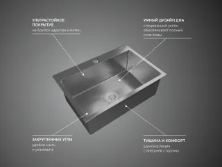 Мойка кухонная GranFest METAL 6045 нерж нержавеющая сталь