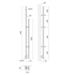 Электрический полотенцесушитель Broner Bruno Due BRD.094.170.0000.P 170 см с кнопкой хром