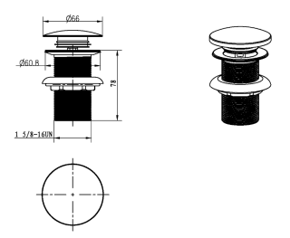 Донный клапан Boheme 612/2-CB с переливом медь брашированная