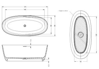 Ванна из искусственного камня Riho Oval B152001105 175x80см белый