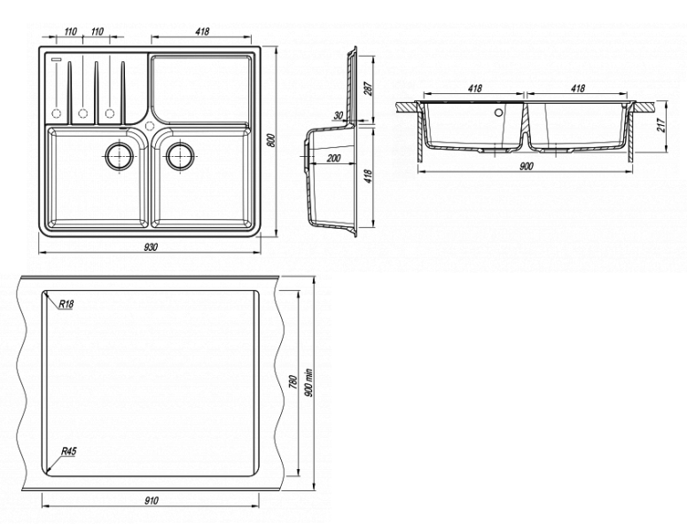 Кухонная мойка Florentina Остров песочный