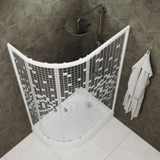 Душевой уголок Triton Коралл Щ0000061781 правый 120x80 см профиль белый стекло мозаика