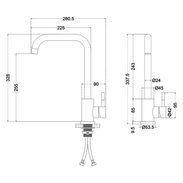 Смеситель для кухни Melana Tondo MELANA-610104B чёрный