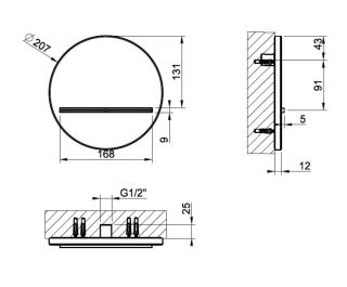 Каскадный верхний душ Gessi Cascata 65295.707 20 см чёрный