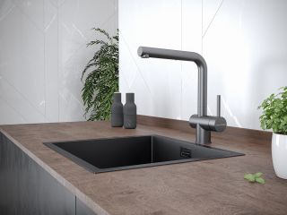 Смеситель для кухни Paulmark Dosse Do214418-GM воронёная сталь