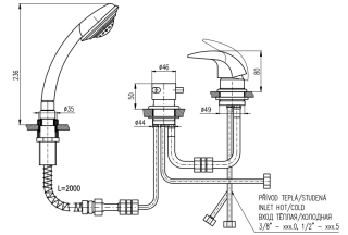 Смеситель на борт ванны Rav Slezak Dunaj D475.5PZ золото