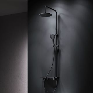 Душевая стойка Am.Pm Gem F0790722 с ванно-душевым смесителем-полкой чёрный