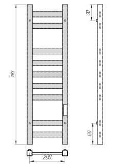 Полотенцесушитель электрический Laris Флавиа 73207655 правый П9 20x80см белый муар