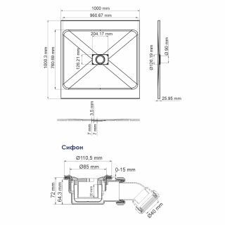 Elbe 74T19 Душевой поддон 100x100