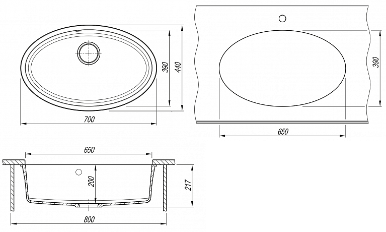Кухонная мойка Florentina Вега Овал грей