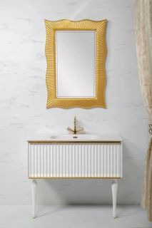 Тумба под раковину Armadi Art Vallessi Avangarde Canale 80см белый/золото 843-080-WG